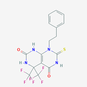 8-(2-phenylethyl)-7-thioxo-4,4-bis(trifluoromethyl)-4,6,7,8-tetrahydropyrimido[4,5-d]pyrimidine-2,5(1H,3H)-dione
