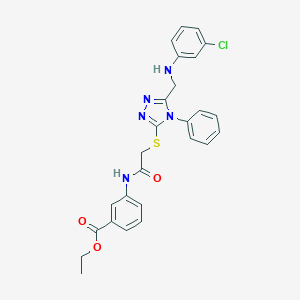molecular formula C26H24ClN5O3S B418681 ethyl 3-{[({5-[(3-chloroanilino)methyl]-4-phenyl-4H-1,2,4-triazol-3-yl}sulfanyl)acetyl]amino}benzoate 