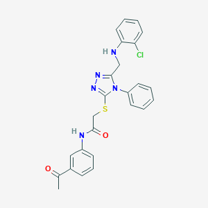 molecular formula C25H22ClN5O2S B418683 N-(3-acetylphenyl)-2-[[5-[(2-chloroanilino)methyl]-4-phenyl-1,2,4-triazol-3-yl]sulfanyl]acetamide 