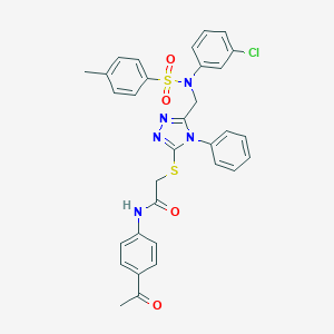 N-(4-acetylphenyl)-2-{[5-({3-chloro[(4-methylphenyl)sulfonyl]anilino}methyl)-4-phenyl-4H-1,2,4-triazol-3-yl]sulfanyl}acetamide