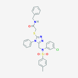 N-benzyl-2-{[5-({3-chloro[(4-methylphenyl)sulfonyl]anilino}methyl)-4-phenyl-4H-1,2,4-triazol-3-yl]sulfanyl}acetamide