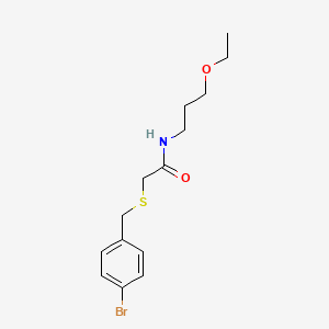 molecular formula C14H20BrNO2S B4186868 2-[(4-bromobenzyl)thio]-N-(3-ethoxypropyl)acetamide 