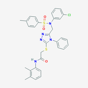 molecular formula C32H30ClN5O3S2 B418687 2-{[5-({3-chloro[(4-methylphenyl)sulfonyl]anilino}methyl)-4-phenyl-4H-1,2,4-triazol-3-yl]sulfanyl}-N-(2,3-dimethylphenyl)acetamide 