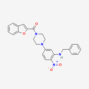 molecular formula C26H24N4O4 B4186875 5-[4-(1-benzofuran-2-ylcarbonyl)-1-piperazinyl]-N-benzyl-2-nitroaniline 