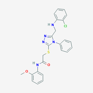 2-({5-[(2-chloroanilino)methyl]-4-phenyl-4H-1,2,4-triazol-3-yl}sulfanyl)-N-(2-methoxyphenyl)acetamide