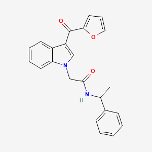 molecular formula C23H20N2O3 B4186900 2-[3-(2-furoyl)-1H-indol-1-yl]-N-(1-phenylethyl)acetamide 