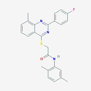 molecular formula C25H22FN3OS B418691 N-(2,5-dimethylphenyl)-2-{[2-(4-fluorophenyl)-8-methyl-4-quinazolinyl]sulfanyl}acetamide 