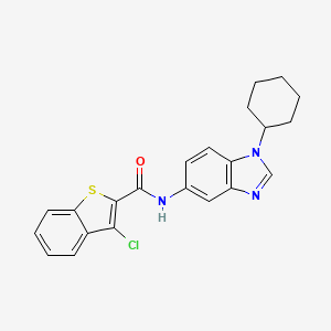 molecular formula C22H20ClN3OS B4186921 3-chloro-N-(1-cyclohexyl-1H-benzimidazol-5-yl)-1-benzothiophene-2-carboxamide 