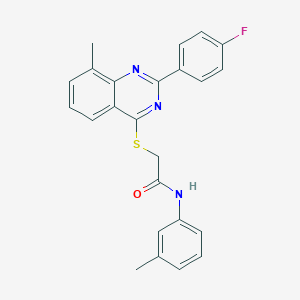 molecular formula C24H20FN3OS B418694 2-{[2-(4-fluorophenyl)-8-methyl-4-quinazolinyl]sulfanyl}-N-(3-methylphenyl)acetamide 