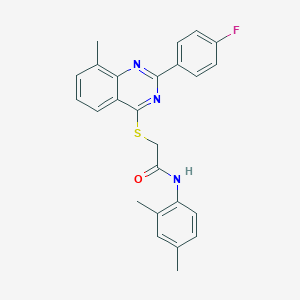 molecular formula C25H22FN3OS B418695 N-(2,4-dimethylphenyl)-2-{[2-(4-fluorophenyl)-8-methyl-4-quinazolinyl]sulfanyl}acetamide 