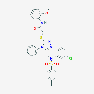2-{[5-({3-chloro[(4-methylphenyl)sulfonyl]anilino}methyl)-4-phenyl-4H-1,2,4-triazol-3-yl]sulfanyl}-N-(2-methoxyphenyl)acetamide