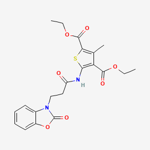 molecular formula C21H22N2O7S B4186967 diethyl 3-methyl-5-{[3-(2-oxo-1,3-benzoxazol-3(2H)-yl)propanoyl]amino}-2,4-thiophenedicarboxylate 