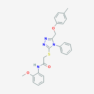molecular formula C25H24N4O3S B418697 N-(2-methoxyphenyl)-2-({5-[(4-methylphenoxy)methyl]-4-phenyl-4H-1,2,4-triazol-3-yl}sulfanyl)acetamide 