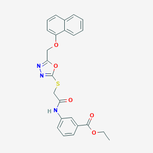 Ethyl 3-{[({5-[(1-naphthyloxy)methyl]-1,3,4-oxadiazol-2-yl}sulfanyl)acetyl]amino}benzoate