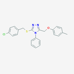 molecular formula C23H20ClN3OS B418699 3-[(4-chlorobenzyl)sulfanyl]-5-[(4-methylphenoxy)methyl]-4-phenyl-4H-1,2,4-triazole 