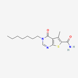 molecular formula C15H21N3O2S B4186994 3-heptyl-5-methyl-4-oxo-3,4-dihydrothieno[2,3-d]pyrimidine-6-carboxamide 