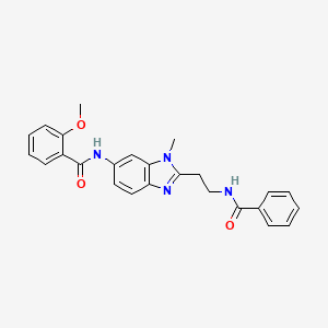 molecular formula C25H24N4O3 B4187008 N-{2-[2-(benzoylamino)ethyl]-1-methyl-1H-benzimidazol-6-yl}-2-methoxybenzamide 