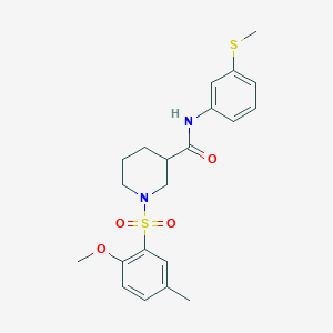 molecular formula C21H26N2O4S2 B4187027 1-[(2-methoxy-5-methylphenyl)sulfonyl]-N-[3-(methylthio)phenyl]-3-piperidinecarboxamide 