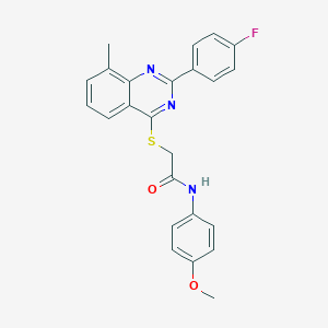 molecular formula C24H20FN3O2S B418704 2-{[2-(4-fluorophenyl)-8-methyl-4-quinazolinyl]sulfanyl}-N-(4-methoxyphenyl)acetamide 