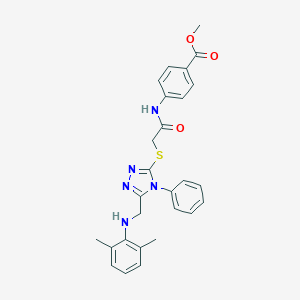 molecular formula C27H27N5O3S B418705 methyl 4-{[({5-[(2,6-dimethylanilino)methyl]-4-phenyl-4H-1,2,4-triazol-3-yl}sulfanyl)acetyl]amino}benzoate 