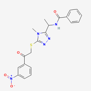 molecular formula C20H19N5O4S B4187066 N-[1-(4-methyl-5-{[2-(3-nitrophenyl)-2-oxoethyl]thio}-4H-1,2,4-triazol-3-yl)ethyl]benzamide 