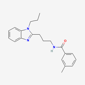 molecular formula C21H25N3O B4187080 3-methyl-N-[3-(1-propyl-1H-benzimidazol-2-yl)propyl]benzamide 