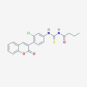molecular formula C20H17ClN2O3S B4187082 N-({[3-chloro-4-(2-oxo-2H-chromen-3-yl)phenyl]amino}carbonothioyl)butanamide 