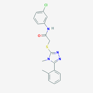 molecular formula C18H17ClN4OS B418710 N-(3-chlorophenyl)-2-{[4-methyl-5-(2-methylphenyl)-4H-1,2,4-triazol-3-yl]sulfanyl}acetamide 