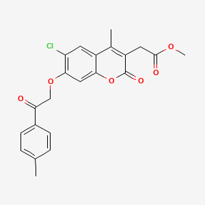 molecular formula C22H19ClO6 B4187116 methyl {6-chloro-4-methyl-7-[2-(4-methylphenyl)-2-oxoethoxy]-2-oxo-2H-chromen-3-yl}acetate 