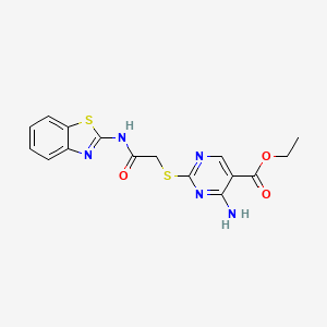molecular formula C16H15N5O3S2 B4187121 ethyl 4-amino-2-{[2-(1,3-benzothiazol-2-ylamino)-2-oxoethyl]thio}-5-pyrimidinecarboxylate 