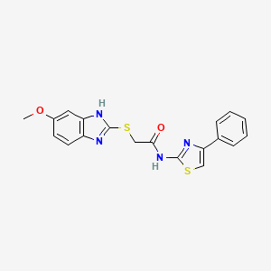 molecular formula C19H16N4O2S2 B4187138 2-[(5-methoxy-1H-benzimidazol-2-yl)thio]-N-(4-phenyl-1,3-thiazol-2-yl)acetamide 