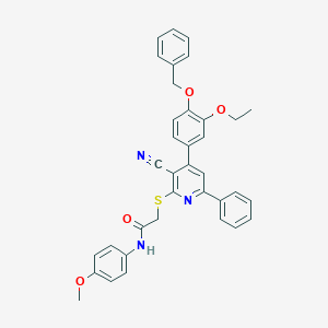 2-({4-[4-(benzyloxy)-3-ethoxyphenyl]-3-cyano-6-phenyl-2-pyridinyl}sulfanyl)-N-(4-methoxyphenyl)acetamide