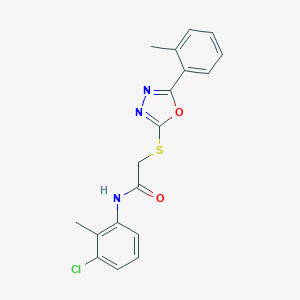 molecular formula C18H16ClN3O2S B418715 N-(3-chloro-2-methylphenyl)-2-{[5-(2-methylphenyl)-1,3,4-oxadiazol-2-yl]sulfanyl}acetamide 