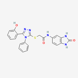 molecular formula C23H18N6O3S B4187233 2-{[5-(2-hydroxyphenyl)-4-phenyl-4H-1,2,4-triazol-3-yl]thio}-N-(2-oxo-2,3-dihydro-1H-benzimidazol-5-yl)acetamide 