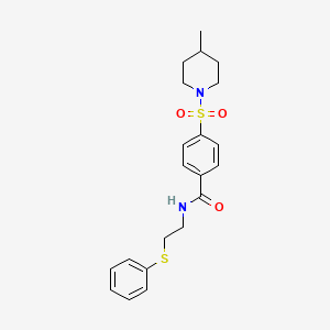 molecular formula C21H26N2O3S2 B4187244 4-[(4-methyl-1-piperidinyl)sulfonyl]-N-[2-(phenylthio)ethyl]benzamide 