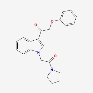 molecular formula C22H22N2O3 B4187256 1-{1-[2-oxo-2-(1-pyrrolidinyl)ethyl]-1H-indol-3-yl}-2-phenoxyethanone 