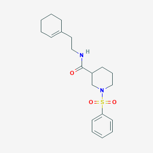 molecular formula C20H28N2O3S B4187299 N-[2-(1-cyclohexen-1-yl)ethyl]-1-(phenylsulfonyl)-3-piperidinecarboxamide 