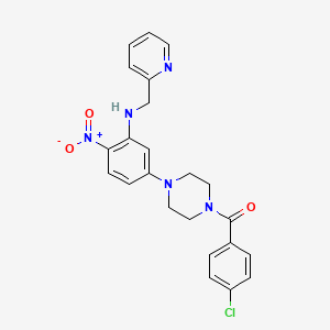 molecular formula C23H22ClN5O3 B4187318 5-[4-(4-chlorobenzoyl)-1-piperazinyl]-2-nitro-N-(2-pyridinylmethyl)aniline 
