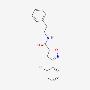 molecular formula C18H17ClN2O2 B4187326 3-(2-chlorophenyl)-N-(2-phenylethyl)-4,5-dihydro-5-isoxazolecarboxamide 