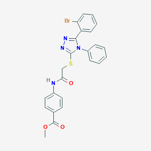 molecular formula C24H19BrN4O3S B418735 methyl 4-[({[5-(2-bromophenyl)-4-phenyl-4H-1,2,4-triazol-3-yl]sulfanyl}acetyl)amino]benzoate CAS No. 332934-88-0