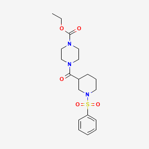 molecular formula C19H27N3O5S B4187363 ethyl 4-{[1-(phenylsulfonyl)-3-piperidinyl]carbonyl}-1-piperazinecarboxylate 
