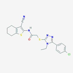 2-{[5-(4-chlorophenyl)-4-ethyl-4H-1,2,4-triazol-3-yl]sulfanyl}-N-(3-cyano-4,5,6,7-tetrahydro-1-benzothien-2-yl)acetamide