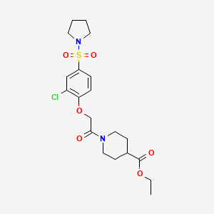 molecular formula C20H27ClN2O6S B4187370 ethyl 1-{[2-chloro-4-(1-pyrrolidinylsulfonyl)phenoxy]acetyl}-4-piperidinecarboxylate 