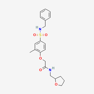 molecular formula C21H26N2O5S B4187378 2-{4-[(benzylamino)sulfonyl]-2-methylphenoxy}-N-(tetrahydro-2-furanylmethyl)acetamide 