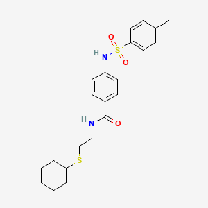 molecular formula C22H28N2O3S2 B4187379 N-[2-(cyclohexylthio)ethyl]-4-{[(4-methylphenyl)sulfonyl]amino}benzamide 