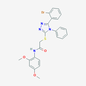 molecular formula C24H21BrN4O3S B418738 2-{[5-(2-bromophenyl)-4-phenyl-4H-1,2,4-triazol-3-yl]sulfanyl}-N-(2,4-dimethoxyphenyl)acetamide 