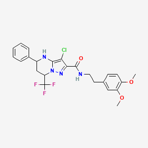 molecular formula C24H24ClF3N4O3 B4187389 3-chloro-N-[2-(3,4-dimethoxyphenyl)ethyl]-5-phenyl-7-(trifluoromethyl)-4,5,6,7-tetrahydropyrazolo[1,5-a]pyrimidine-2-carboxamide 
