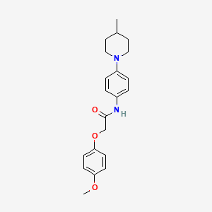 molecular formula C21H26N2O3 B4187398 2-(4-methoxyphenoxy)-N-[4-(4-methyl-1-piperidinyl)phenyl]acetamide 