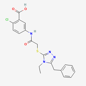 molecular formula C20H19ClN4O3S B4187400 5-({[(5-benzyl-4-ethyl-4H-1,2,4-triazol-3-yl)thio]acetyl}amino)-2-chlorobenzoic acid 