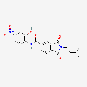 molecular formula C20H19N3O6 B4187429 N-(2-hydroxy-4-nitrophenyl)-2-(3-methylbutyl)-1,3-dioxo-5-isoindolinecarboxamide 